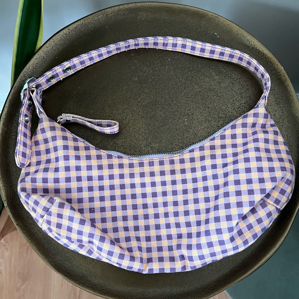 Urban Outfitters Y2K purple checked hobo shoulder bag